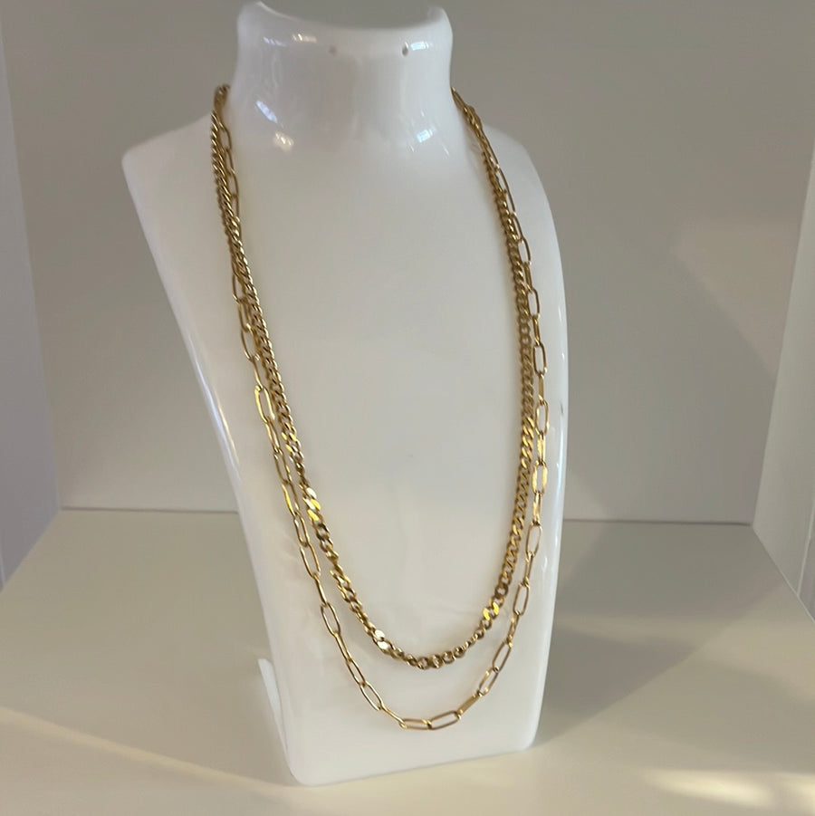 Anorak Gold Plated Double Chain Necklace