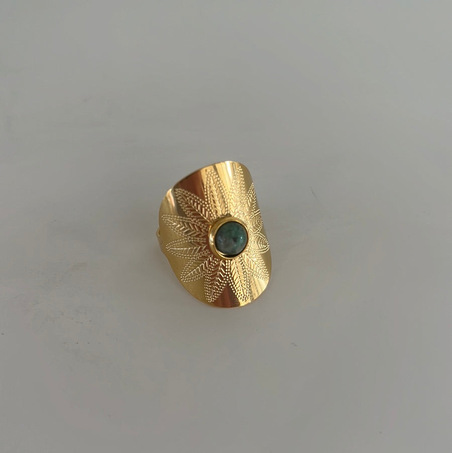 Anorak Gold Plated African Turquoise Ring Adjustable