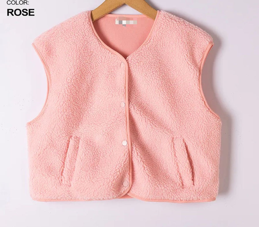 Graciela Baby Pink Fleece Waistcoat Gillet One Size