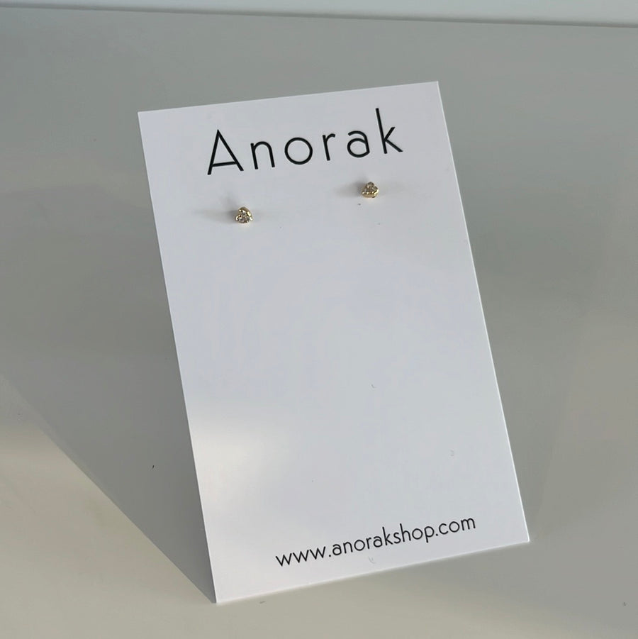 Anorak Tiny Minimalist Stud Earrings Heart Diamanté
