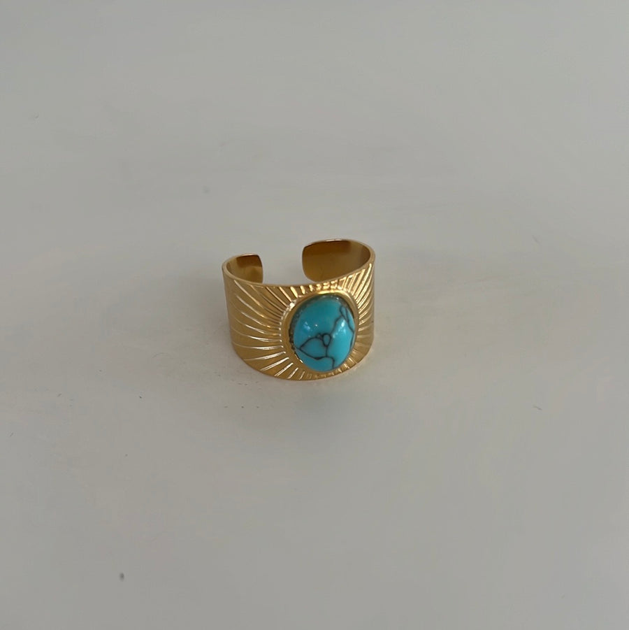 Anorak Gold Plated Sterling Silver Turquoise Ring Adjustable