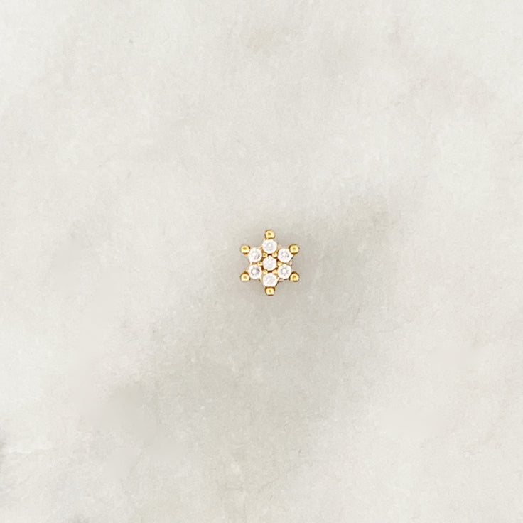 Bynouck Crystal Flower Stud Earring Diamante Gold plated