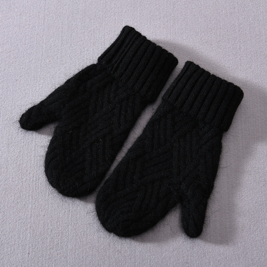 Anorak Cashmere Wool Blend Knit Cable Mittens Gloves