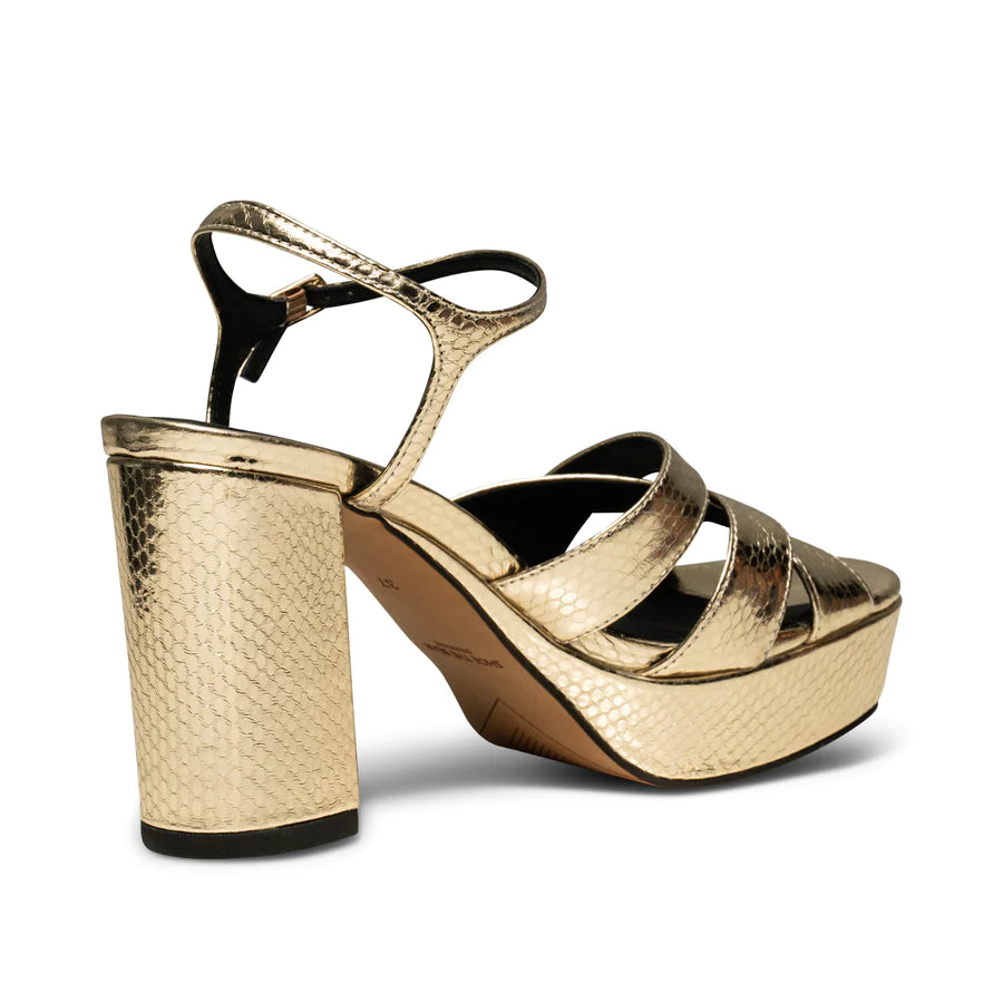 Shoe The Bear Nova Gold Leather Platform Sandals Shoes Disco