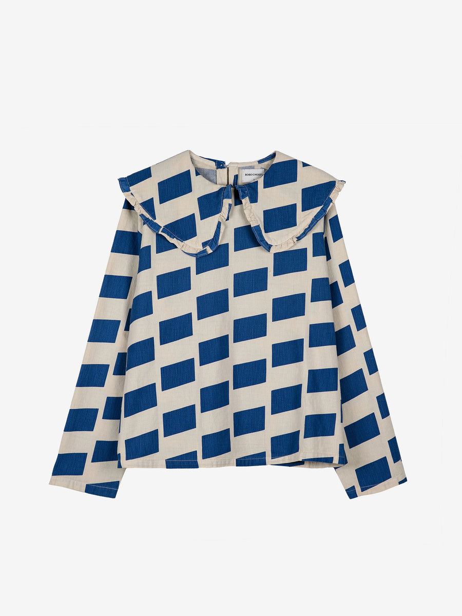 Bobo Choses Wide Collared Blouse Shirt Blue White