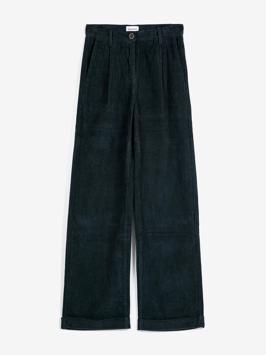 Bobo Choses Pleated Cord Trousers Wide Leg Navy
