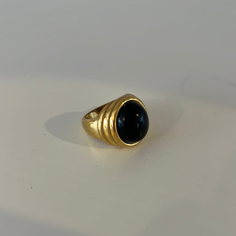 Anorak Gold Plated Agate Chunky Ring