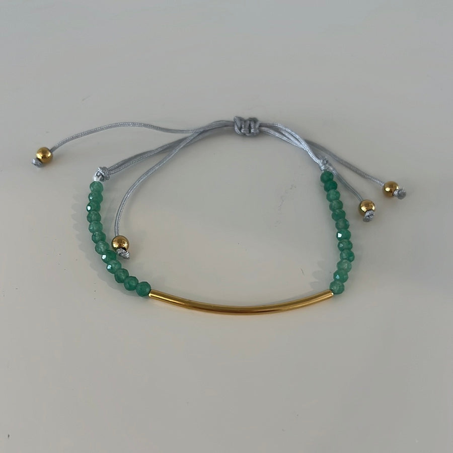 Anorak Gold Plated Jade Green Beads Bracelet