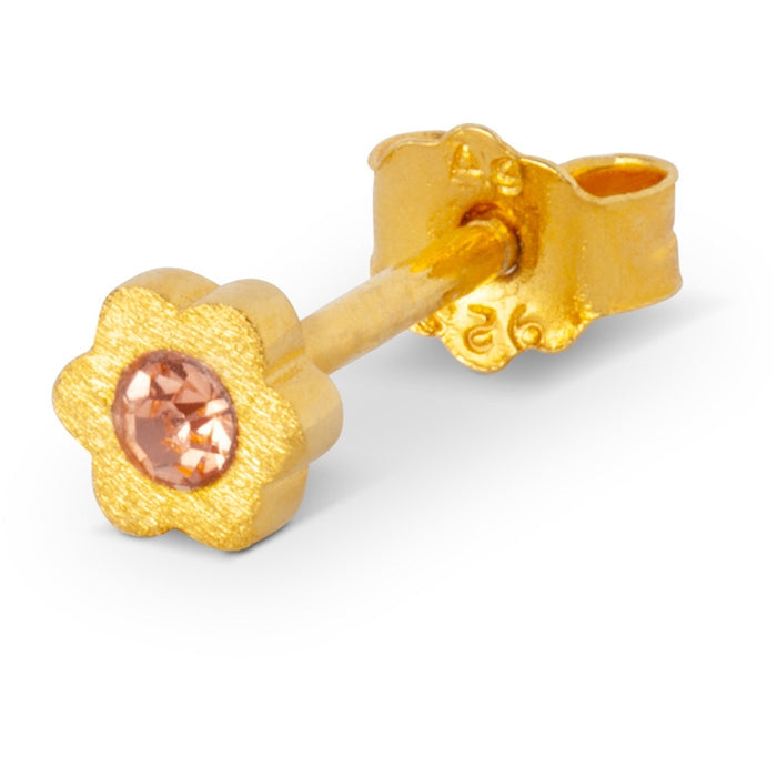 Lulu Copenhagen Single Stud Gold Plated Earring Peach Stone