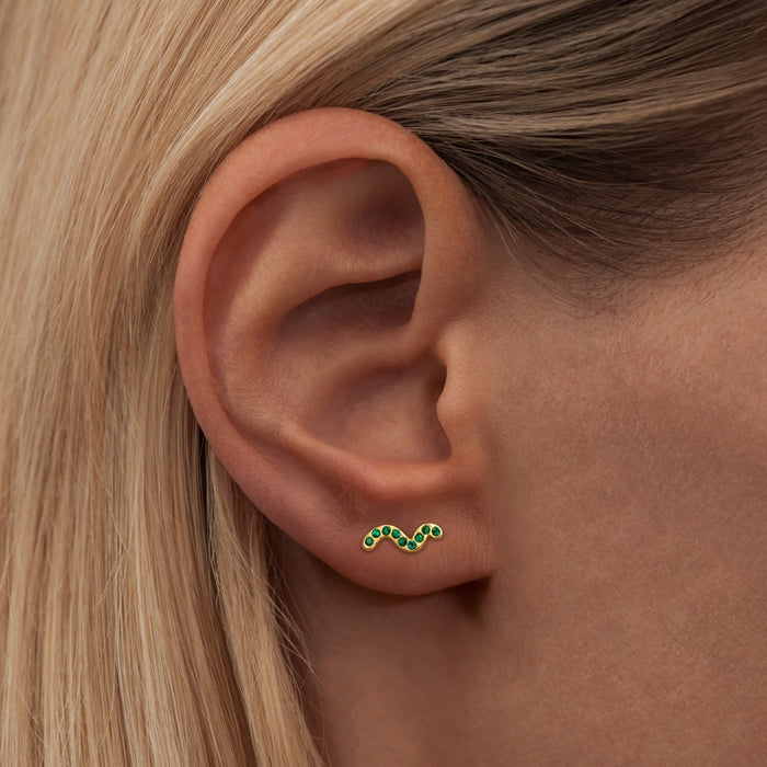 Lulu Copenhagen Single Sterling Silver Stud Earring Snaky Green
