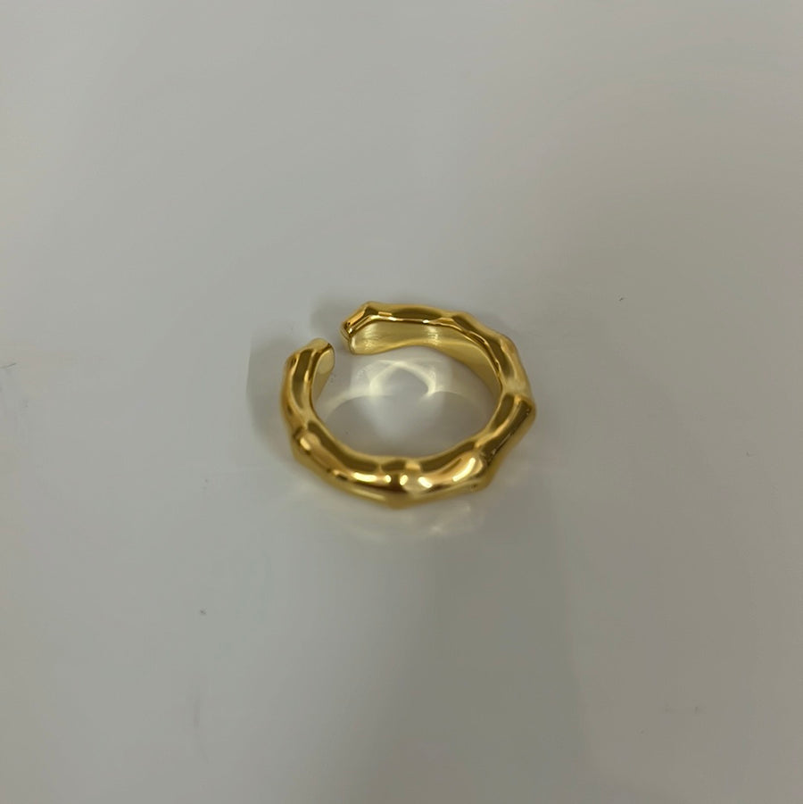Gold Plated Brass Bamboo Ring