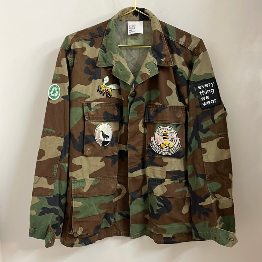Every Thing We Wear Suni Repurposed Military Jacket Shacket Save The Bees Medium